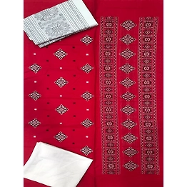 Sambalpuri Ladies Dress Piece (Red & White) By Koustuva Exports