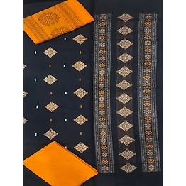 Sambalpuri Ladies Dress Piece (Black & Orange) By Koustuva Exports