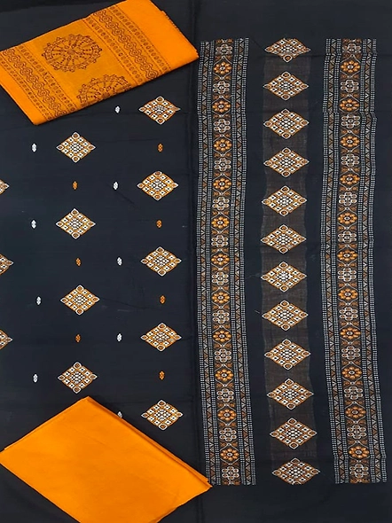 Sambalpuri Ladies Dress Piece (Black & Orange) By Koustuva Exports