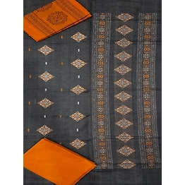 Sambalpuri Ladies Dress Piece (Grey & Orange) By Koustuva Exports