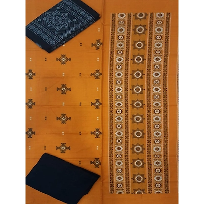 Sambalpuri Ladies Dress Piece (Orange & Black) By Koustuva Exports
