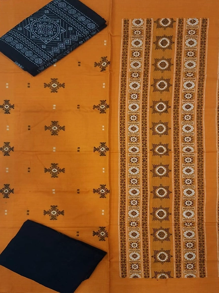 Sambalpuri Ladies Dress Piece (Orange & Black) By Koustuva Exports
