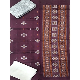 Sambalpuri Ladies Dress Piece (Purple & White) By Koustuva Exports