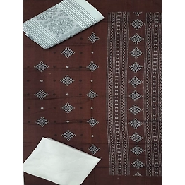 Sambalpuri Ladies Dress Piece (Brown & White) By Koustuva Exports