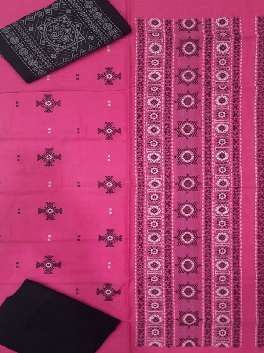 sambalpuri ladies dress piece (pink & black) by koustuva exports