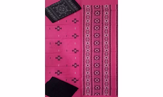 Sambalpuri Ladies Dress Piece (Pink & Black) By Koustuva Exports