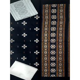 Sambalpuri Ladies Dress Piece (Black & White) By Koustuva Exports