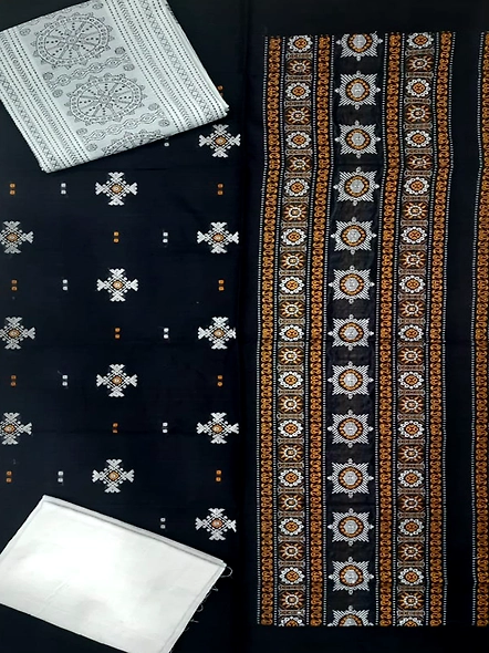 Sambalpuri Ladies Dress Piece (Black & White) By Koustuva Exports
