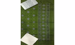 Sambalpuri Ladies Dress Piece (Green & White) By Koustuva Exports
