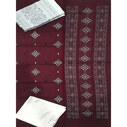 Sambalpuri Ladies Dress Piece (Maroon & White) By Koustuva Exports