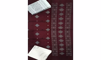 Sambalpuri Ladies Dress Piece (Maroon & White) By Koustuva Exports