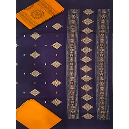 Sambalpuri Ladies Dress Piece (Dark Blue & Orange) By Koustuva Exports