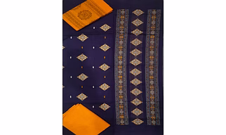 Sambalpuri Ladies Dress Piece (Dark Blue & Orange) By Koustuva Exports