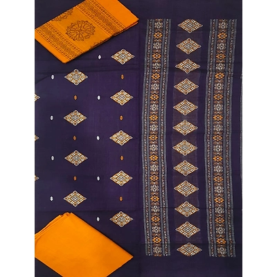 Sambalpuri Ladies Dress Piece (Dark Blue & Orange) By Koustuva Exports