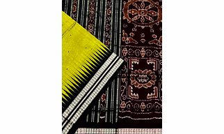 Sambalpuri Silk Saree (Light Green & Black) By Koustuva Exports
