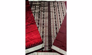 Sambalpuri Silk Saree (Maroon & Brown) By Koustuva Exports