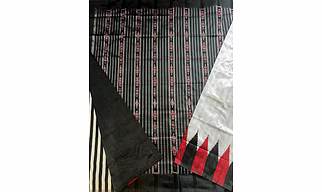 Sambalpuri Silk Saree (Black & White) By Koustuva Exports