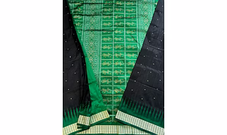 Sambalpuri Silk Saree (Green & Black) By Koustuva Exports
