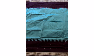 Sambalpuri Silk Saree (Light Blue & Black) By Koustuva Exports