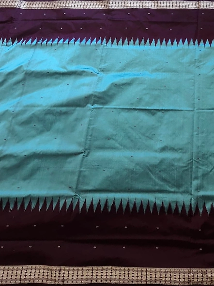 Sambalpuri Silk Saree (Light Blue & Black) By Koustuva Exports