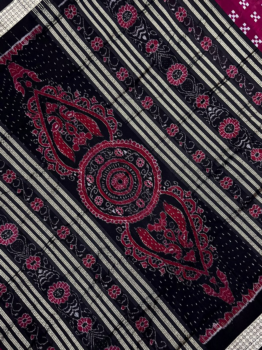 sambalpuri silk saree (maroon & black) by koustuva exports
