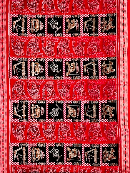 Sambalpuri Silk Saree (Red & Black) By Koustuva Exports