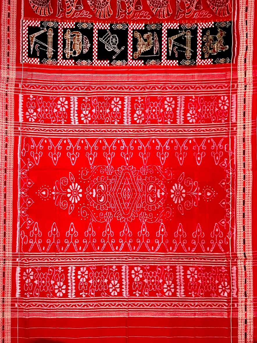 sambalpuri silk saree (red & black) by koustuva exports