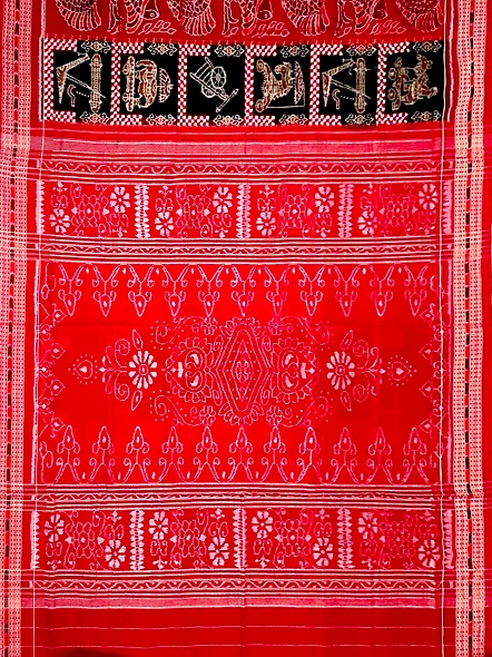 Sambalpuri Silk Saree (Red & Black) By Koustuva Exports
