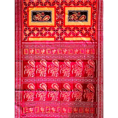 Sambalpuri Silk Saree (Red & Yellow) By Koustuva Exports