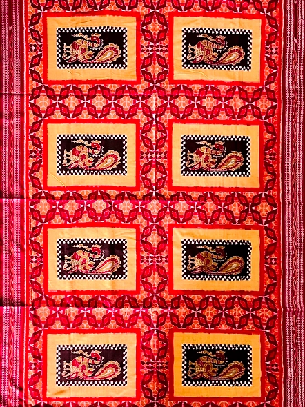 Sambalpuri Silk Saree (Red & Yellow) By Koustuva Exports