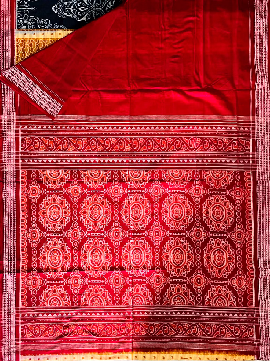 sambalpuri silk saree (red & black) by koustuva exports
