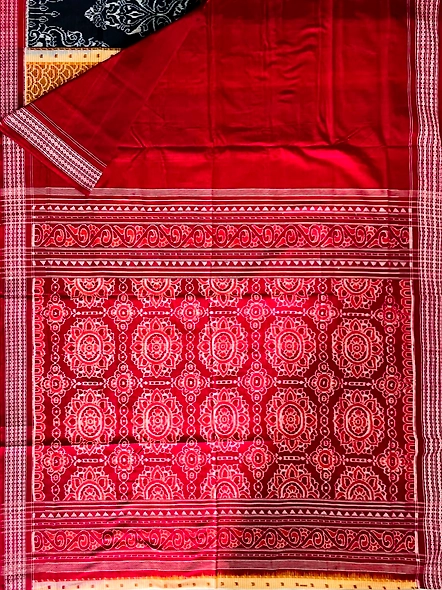 Sambalpuri Silk Saree (Red & Black) By Koustuva Exports