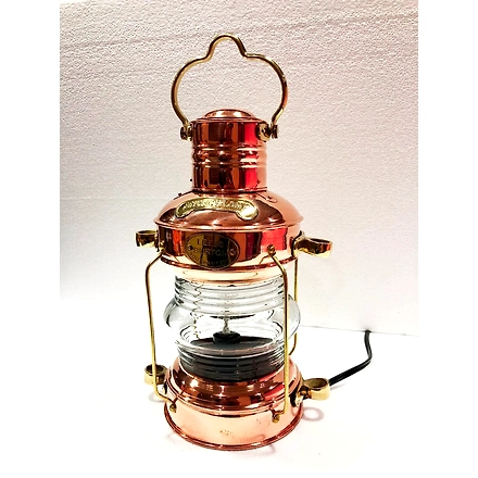 Rare Antique Nautical Antique Lamp Boat Copper Brass Electric Lantern Maritime-11650258