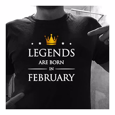 legends are born in february t-shirt black