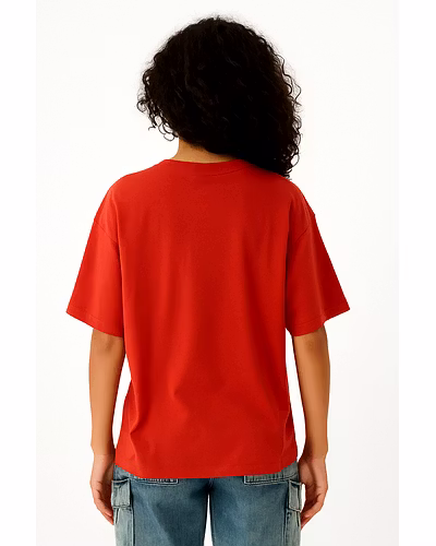 Unisex Oversize Plain T-Shirts- Red-1