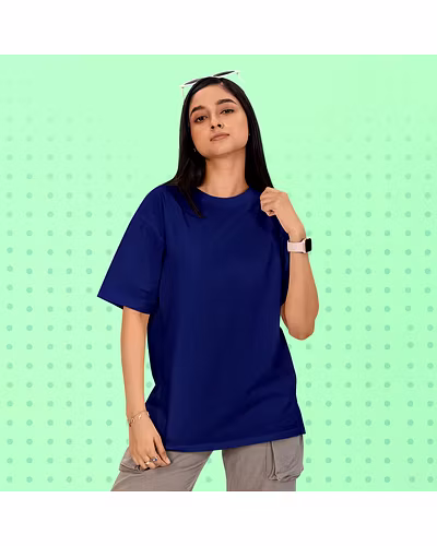 Unisex Oversize Plain T-Shirts- NAVY BLUE-1