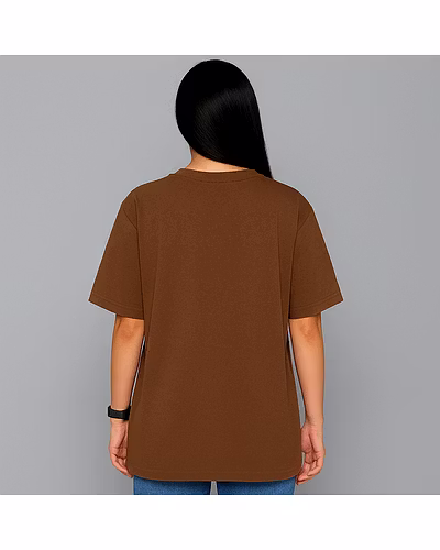 Unisex Oversize Plain T-Shirts-BROWN-1