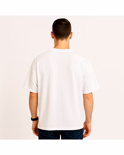 Unisex Oversize Plain T-Shirts-White Mens-2