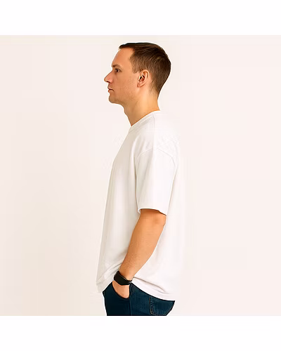 Unisex Oversize Plain T-Shirts-White Mens-4