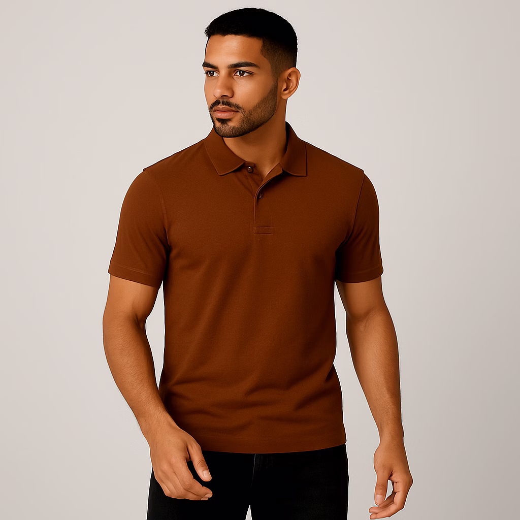 corporate polo t-shirts with company logo- brown