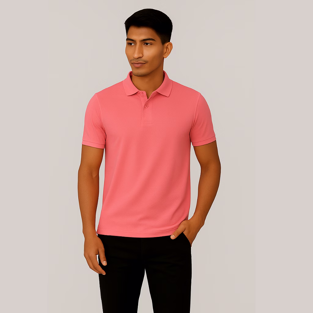 corporate polo t-shirts with company logo-pink
