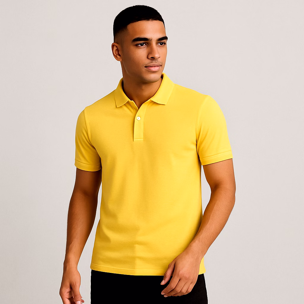 corporate polo t-shirts with company logo-yellow