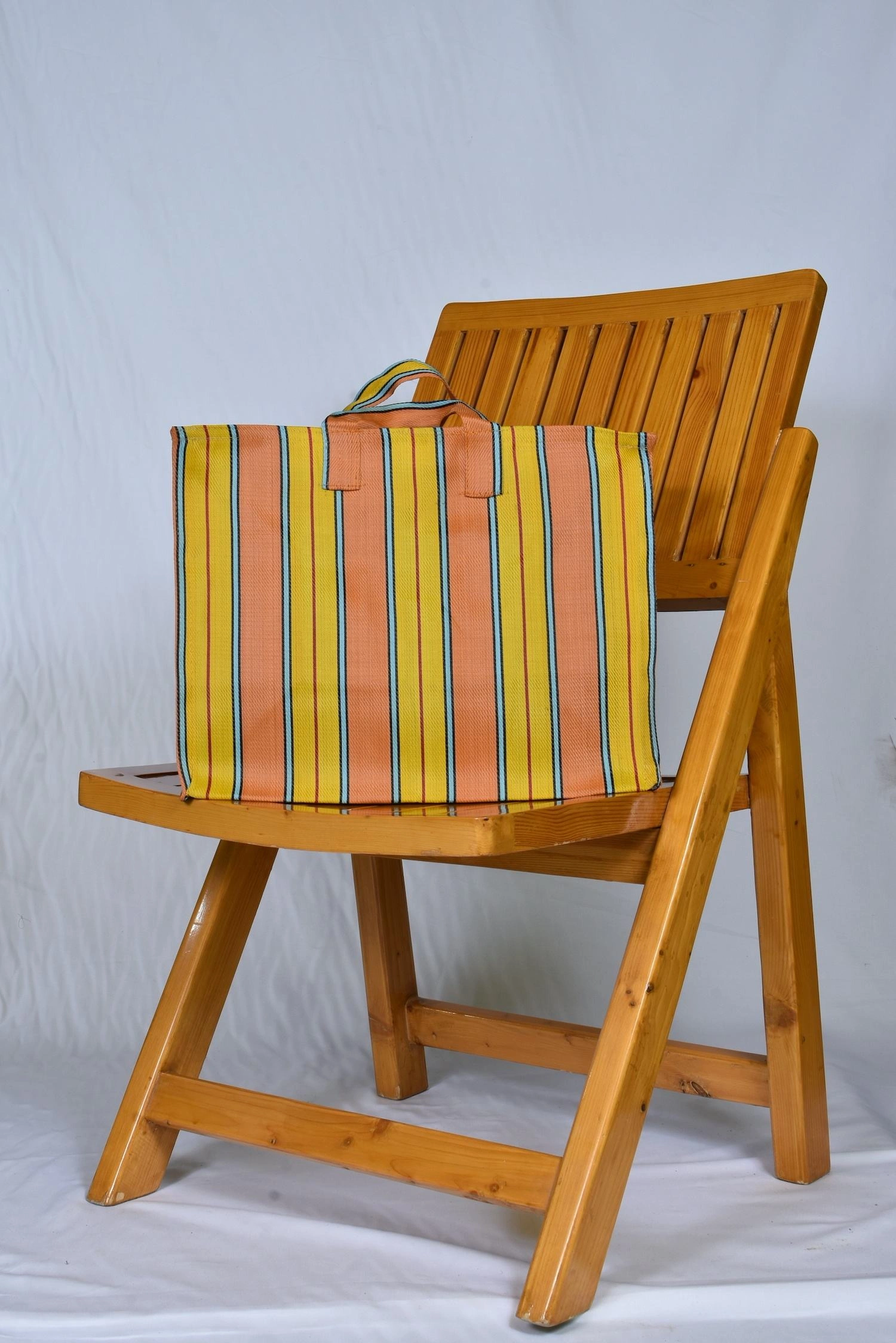 Customised Recycled Nylon Striped(Yellowish Orange) Indian Market Shopping Bag-Customised-1