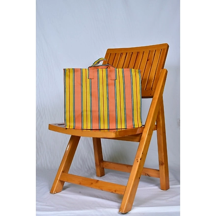 Customised Recycled Nylon Striped(Yellowish Orange) Indian Market Shopping Bag-Customised-1