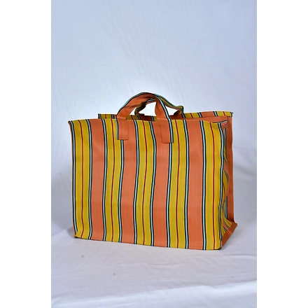 Customised Recycled Nylon Striped(Yellowish Orange) Indian Market Shopping Bag-Customised-2