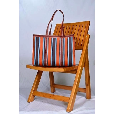 Customised Recycled Nylon Striped(Blueish Orange) Indian Market Shopping Bag-Customised-4