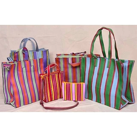 Customised Recycled Nylon Striped Indian Market Shopping Bag &amp; Pouches-Jam1004