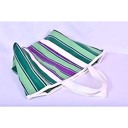 Recycled Purple Green Market Nylon Tote bag With Cotton Webbing Straps