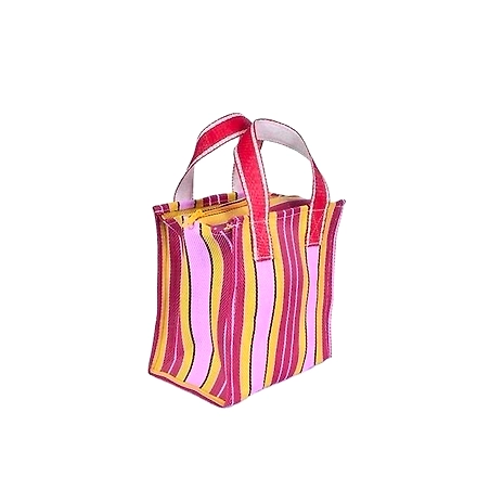 Ladies Recycled Pink Red Striped Monofilament Nylon Mini Handbag-Jam1013