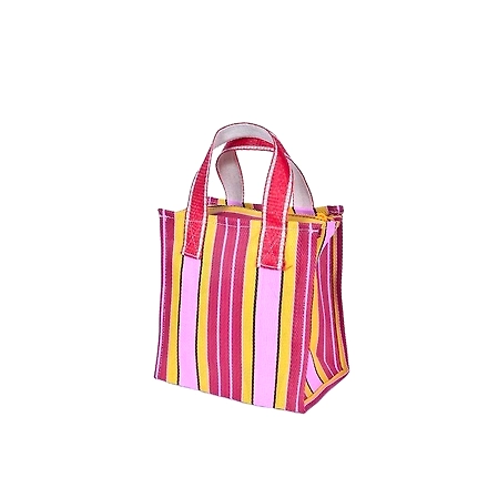 Ladies Recycled Pink Red Striped Monofilament Nylon Mini Handbag-Multicolor-1